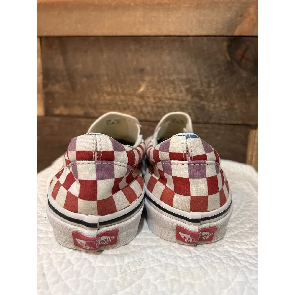 Vans Unisex Slip On Rainbow Checkered Skate Sneaker Women's Sz 8.5 men's Sz 7